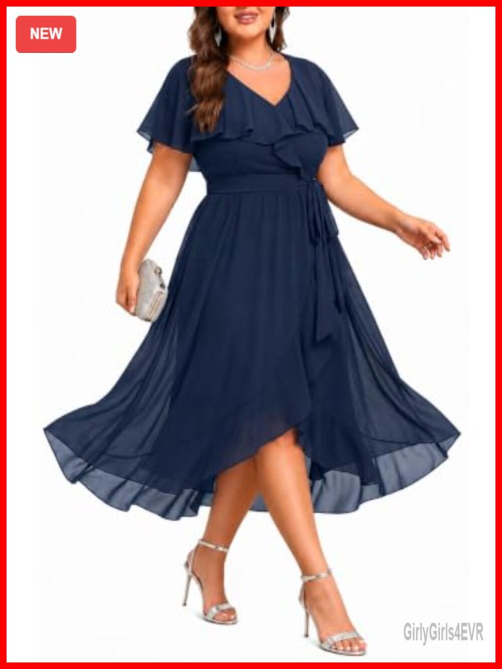 Plus Size Semi Formal Chiffon Cocktail Wedding Guest Dress